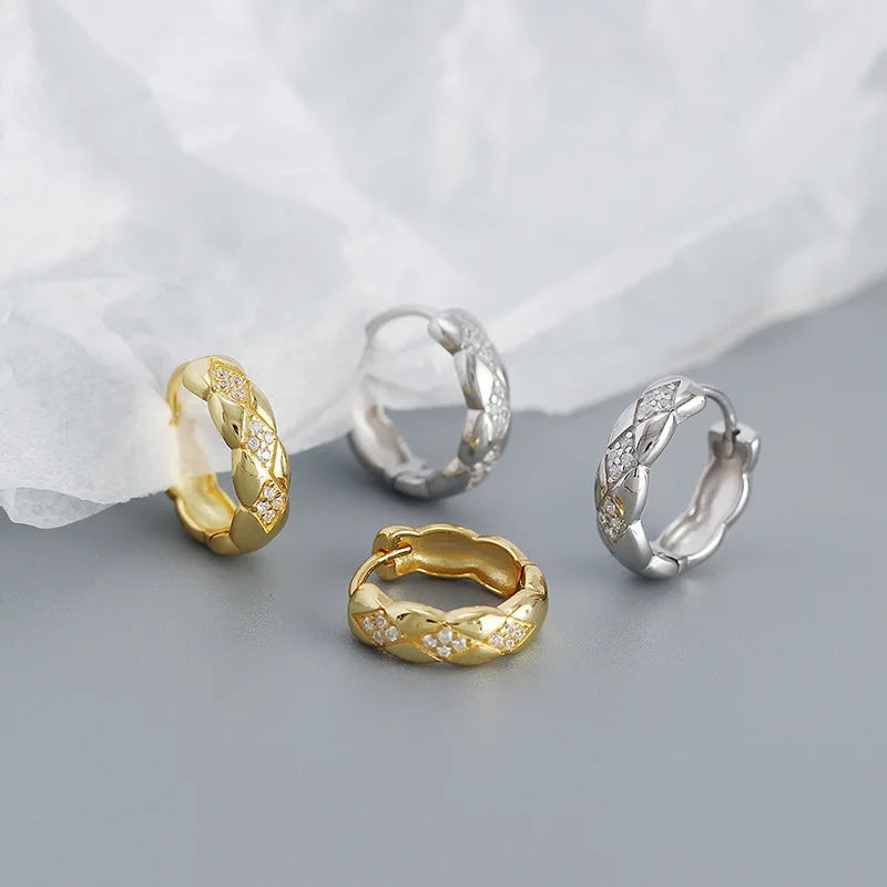 925 Sterling Silver Earring Colorful Dripping Oil Material Ear Ring Ear Buckle Rhombus Shape Trend Wild Girl Women Boy Ear Jewel