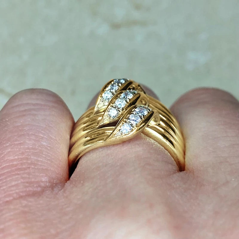 Women Wedding Rings Gold Color Wide Band Statement Female Finger-rings for Party