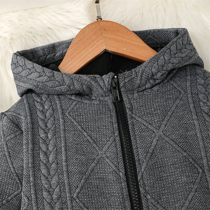 4-7Years Kids Boy Coat Hoodie Sweatshirt Strip Casual Wear Long Sleeve Cardigan Autumn&Winter Sweater Jacket Daily Clothing