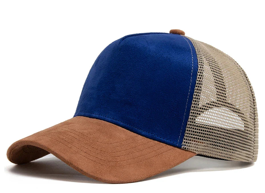 Spring Summer Suede 5 Panel Mesh Baseball Cap Big Head Unisex Trucker Hat Men And Women Sport Snapback Caps Leisure Gorros