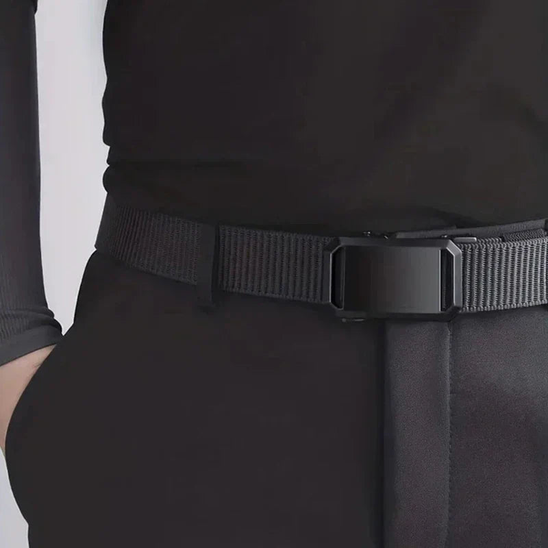 Automatic Buckle Belt Canvas Tactical Workwear Casual Outdoor Military Training Pants Belt Men Fashionable Multifunctional Belt