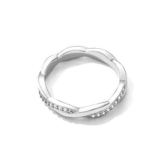 925 Sterling Silver Simple Twisted Ring 14K Gold Plated Cubic Zirconia Eternity