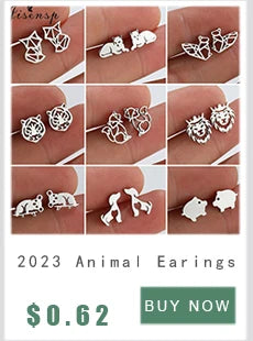 Mini Stainless Steel Earings Fashion Jewelry Cute Heart Music Leaf Bunny Sun Stud Earrings for Women Lion Ear Studs Pendientes