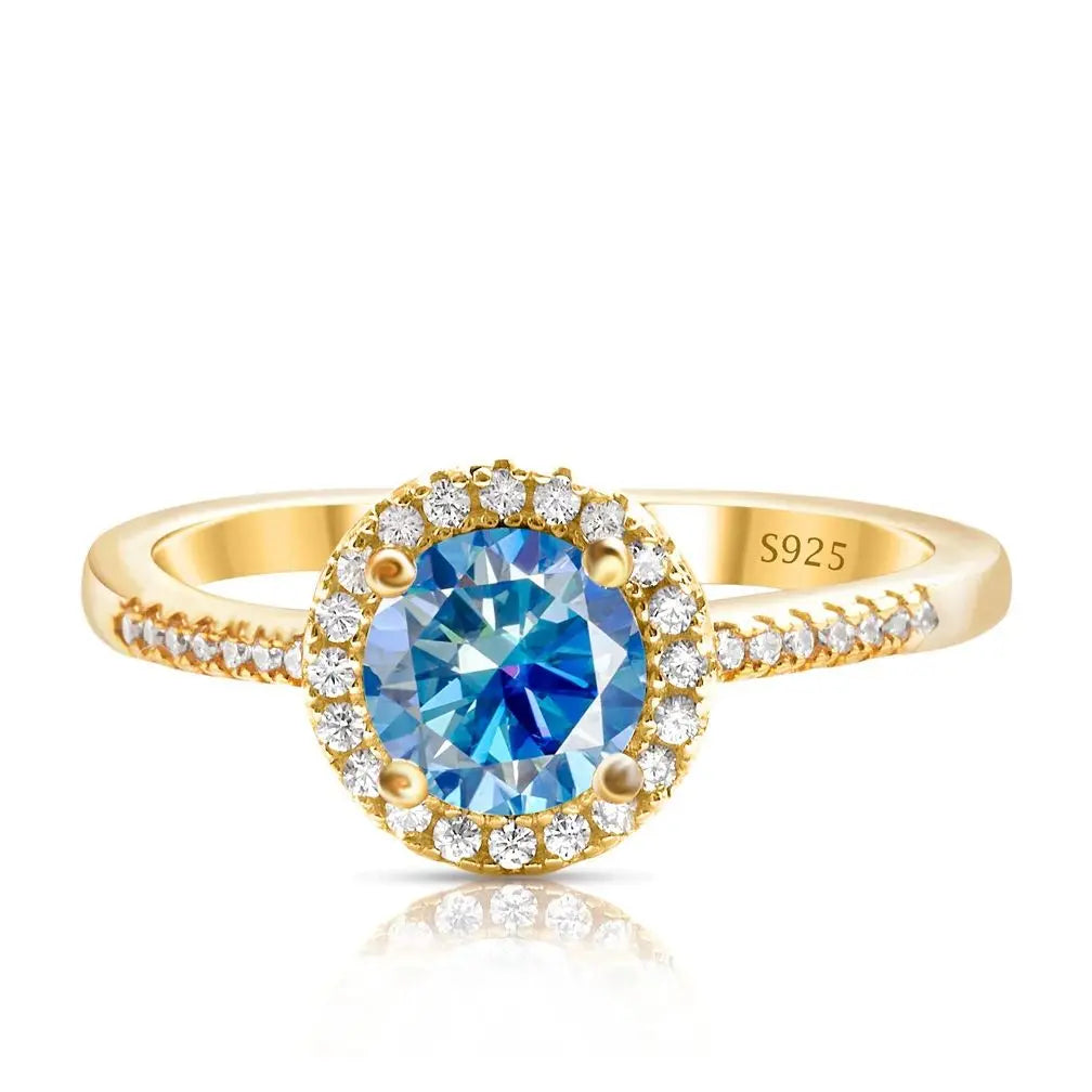 1 Carat Moissanite Ring For Women Solid 925 Silver 18k gold yellow Plated Luxury Wedding Female Jewelry With Certificate Gift