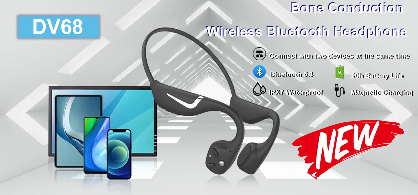 PARAMITA Real Bone Conduction Headphones Bluetooth Wireless Earphones Waterproof Sports Headset with Mic for Workouts Running