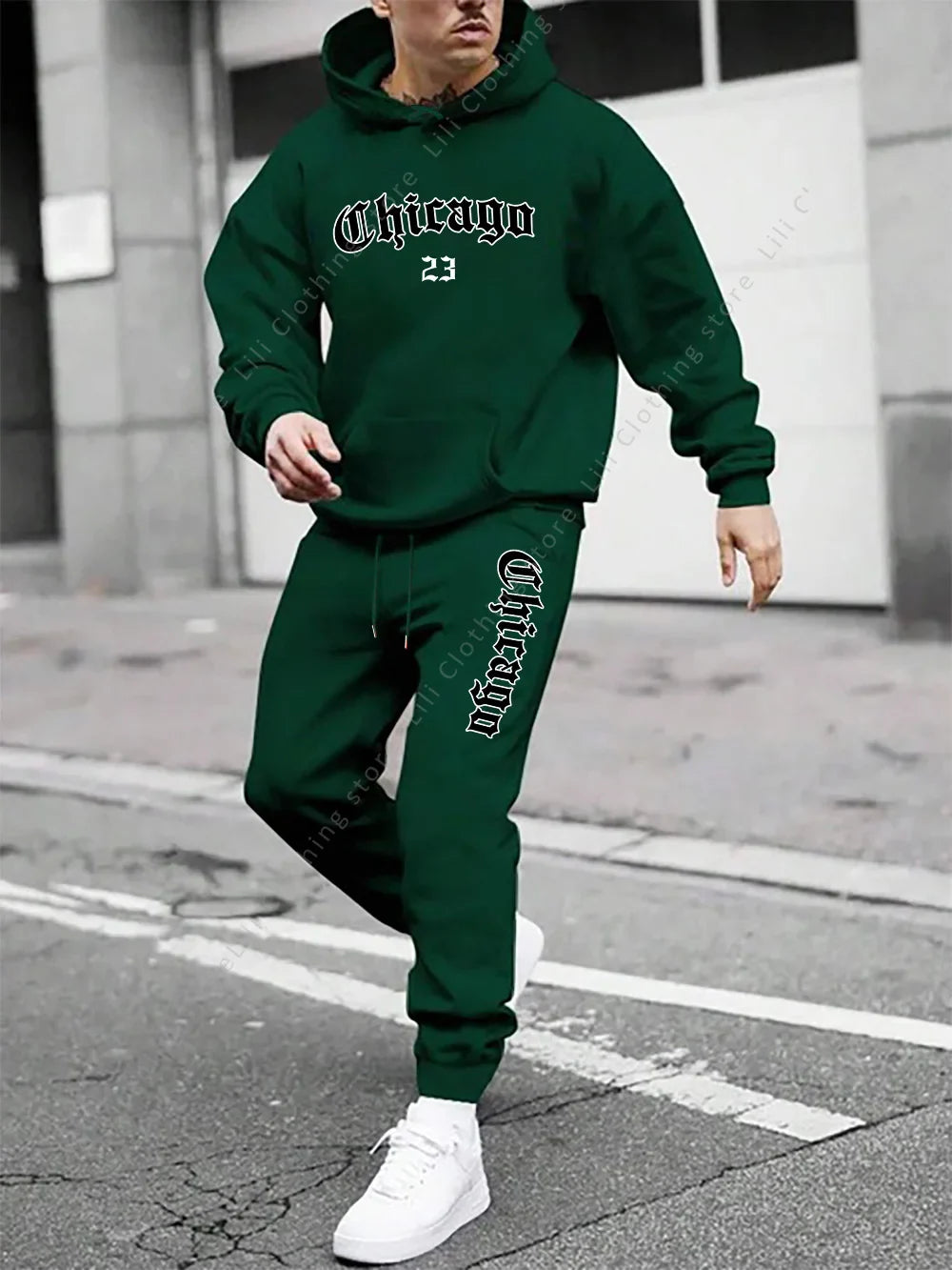 Men's sportswear - Hoodie and sports pants, loose-fitting style suitable for daily and sports wear swearshirts Tops