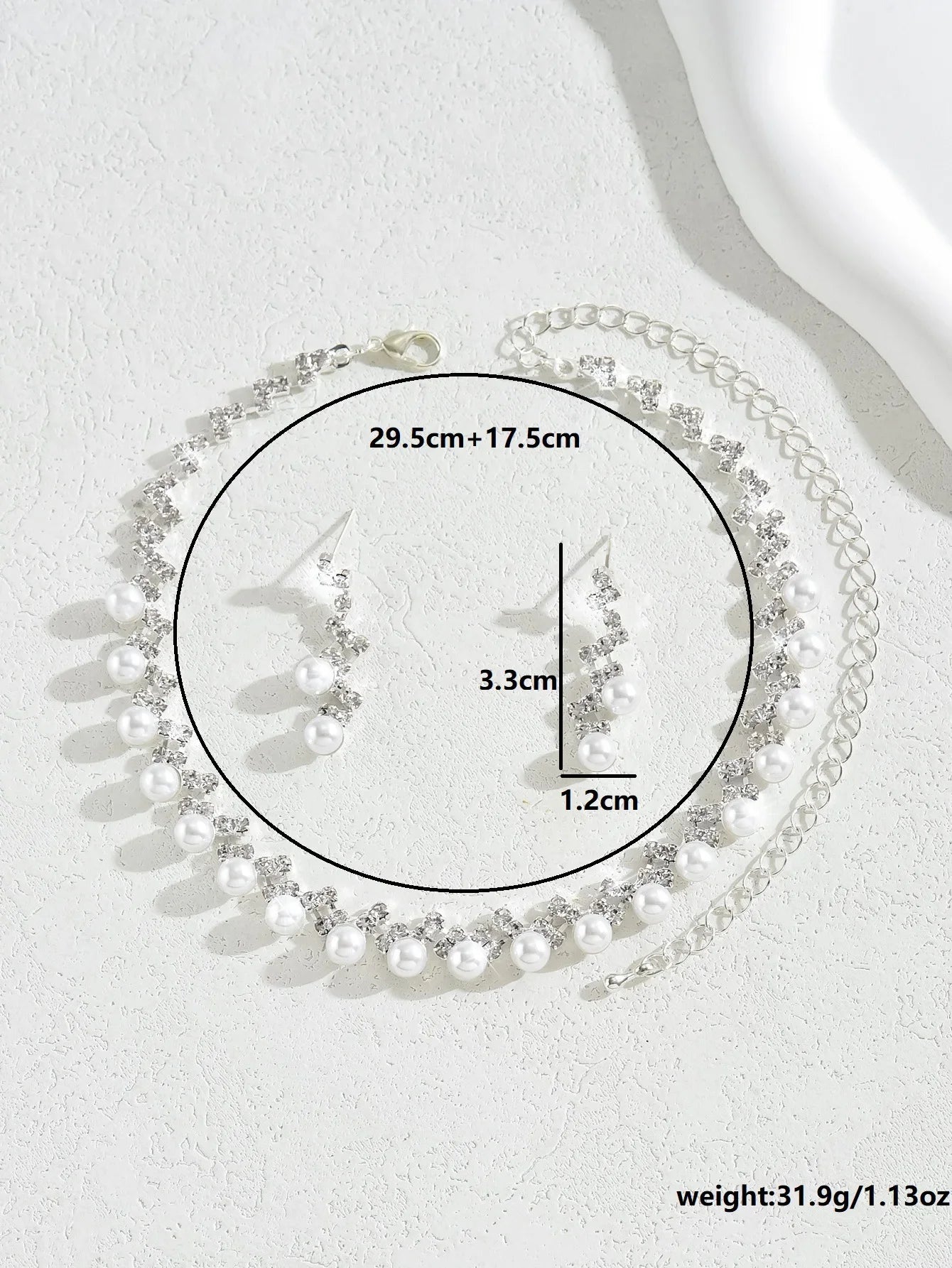 TREAZY Silver Color Pearl Crystal Bridal Jewelry Sets Wave Shape Choker Necklace Earrings Sets for Women Wedding Jewelry Sets
