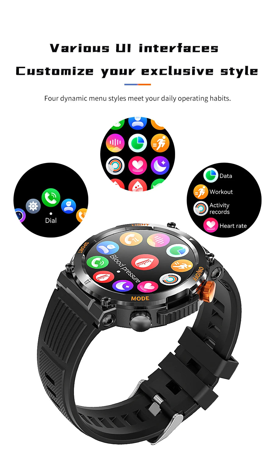 Men's Smart Watch 360 * 360 HD Touch Screen Sports Waterproof Smartwatch Health Monitoring Bluetooth Call Smart Watches