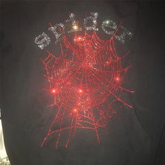 Trendy European American Style Hip Hop Spider Web Pattern Loose Fit Men Women