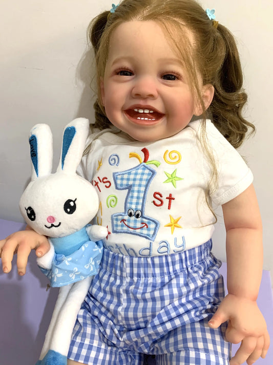 BZDOLL 60 CM 3D-Paint Skin Cloth Body Silicone Reborn Doll Baby Girl Blood Vessels Bebe Lifelike Art Hand Made Smile Toddler