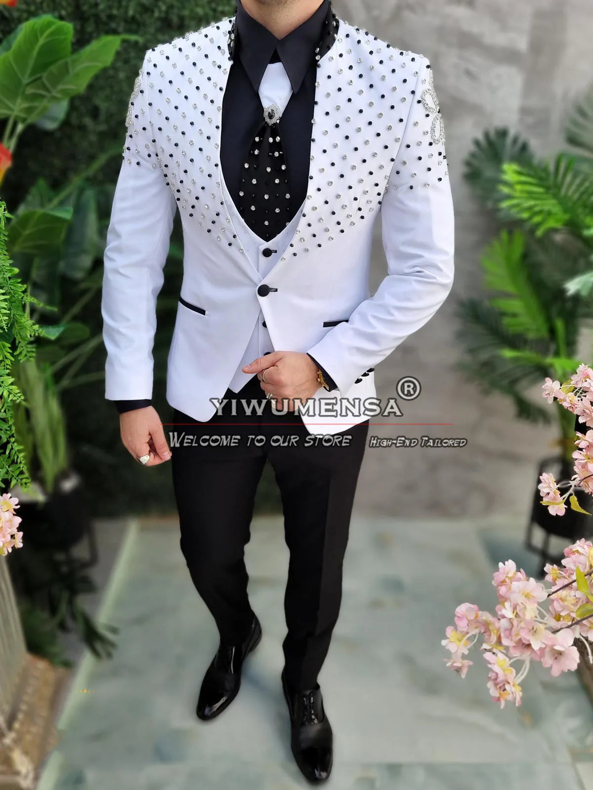 Tuxedo for Mens: Beaded Suits Men For Wedding Slim Fit Single Breasted Jacket