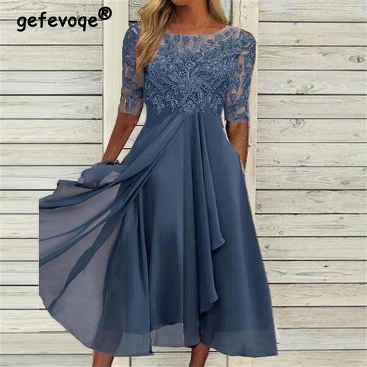 Formal attire Dresses: Lace Patchwork Irregular Elegant Fashion Evening Party Dresses