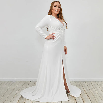 Roken Evan 2022 Plus size Women's Evening Dress Elegant and sexy white slim dress with big swing Party Dress wedding bridesmaid