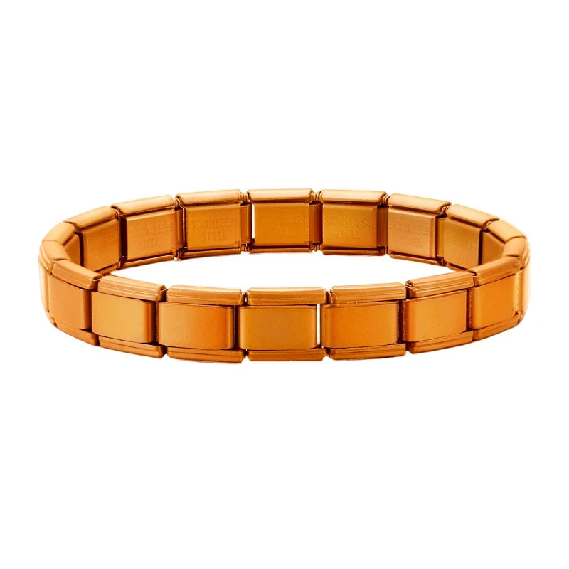 New Women's Men's Jewelry DIY 9MM Width Italian Elastic Charm Bracelet Solid Color Stainless Steel Fashion Bangle