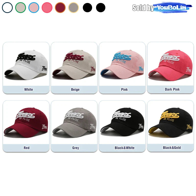 Letters 3D Embroidery Cotton Adjustable Baseball Cap Sun Hat Trucker Caps Dad Hats