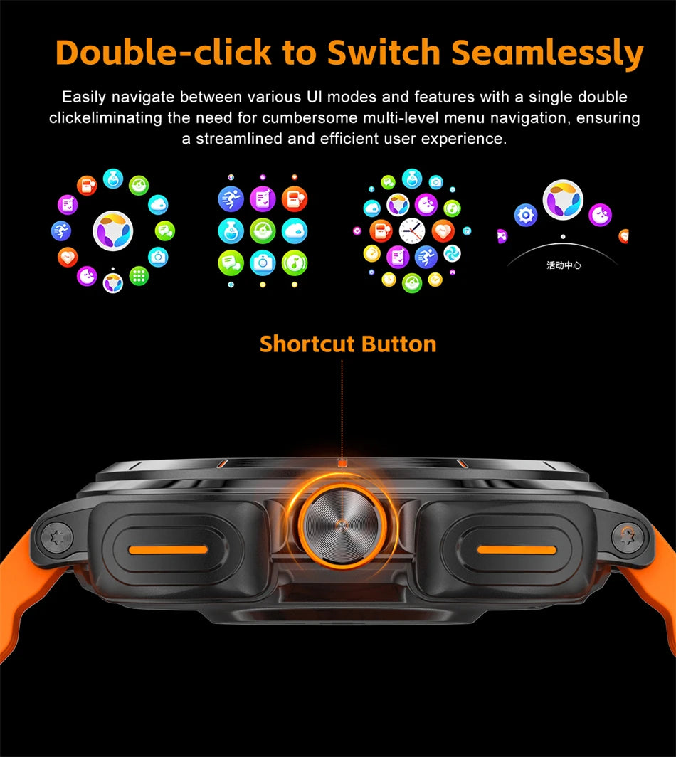 2025 New 6ATM Waterproof Smart Watch Men Outdoor SmartWatch GPS earphone Compass Heart rate LED  Bluetooth Call Sports Gift