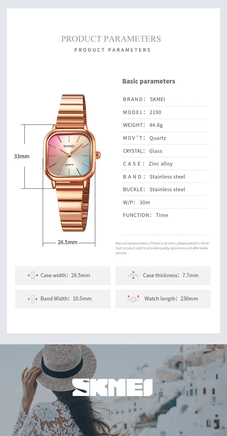 Skmei Women’s Bracelet Quartz Watches Luxury Stainless Steel Strap Waterproof Casual Analog Wristwatch Fashion Female Time