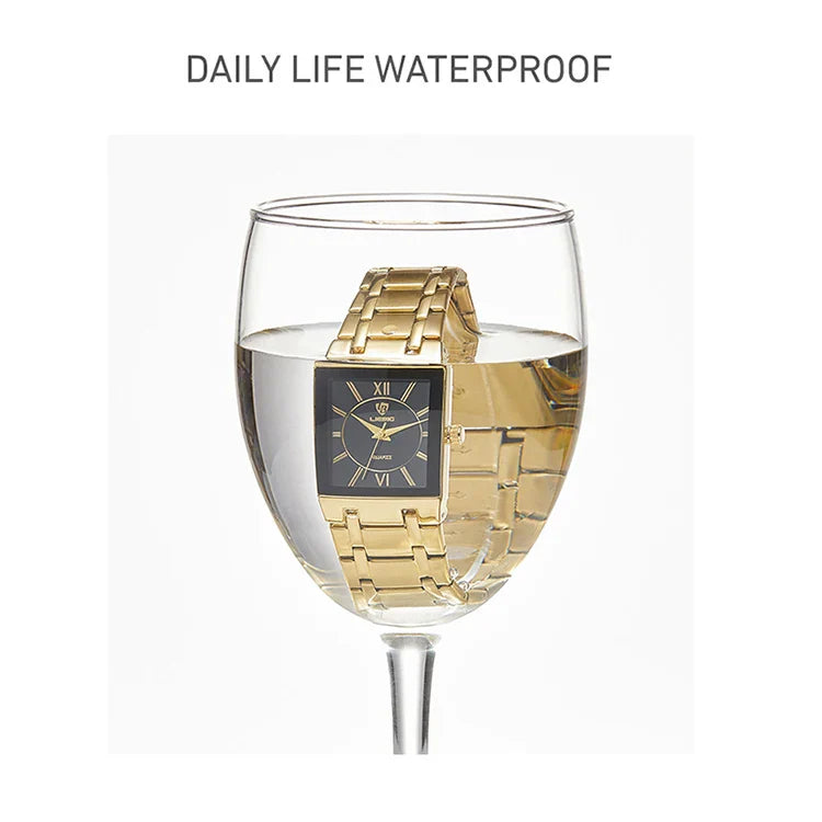 LiEBIG Luxury Golden Quartz Wristwatches For Female Girl Male Fashion 30m Waterproof Women Ladies Mens Watches Relogio Feminino