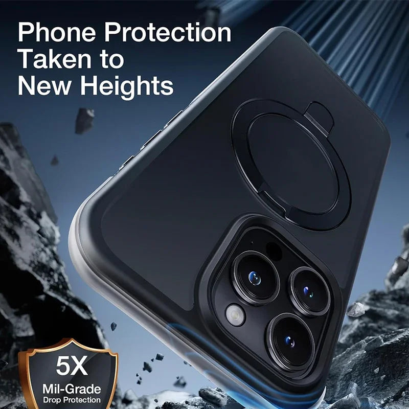 Magnetic Phone Case with Ring Stand for iPhone 17 16 15 Pro Max Case 14 Plus 13 12 11 Mobile Cases Matte Slim Back Cover