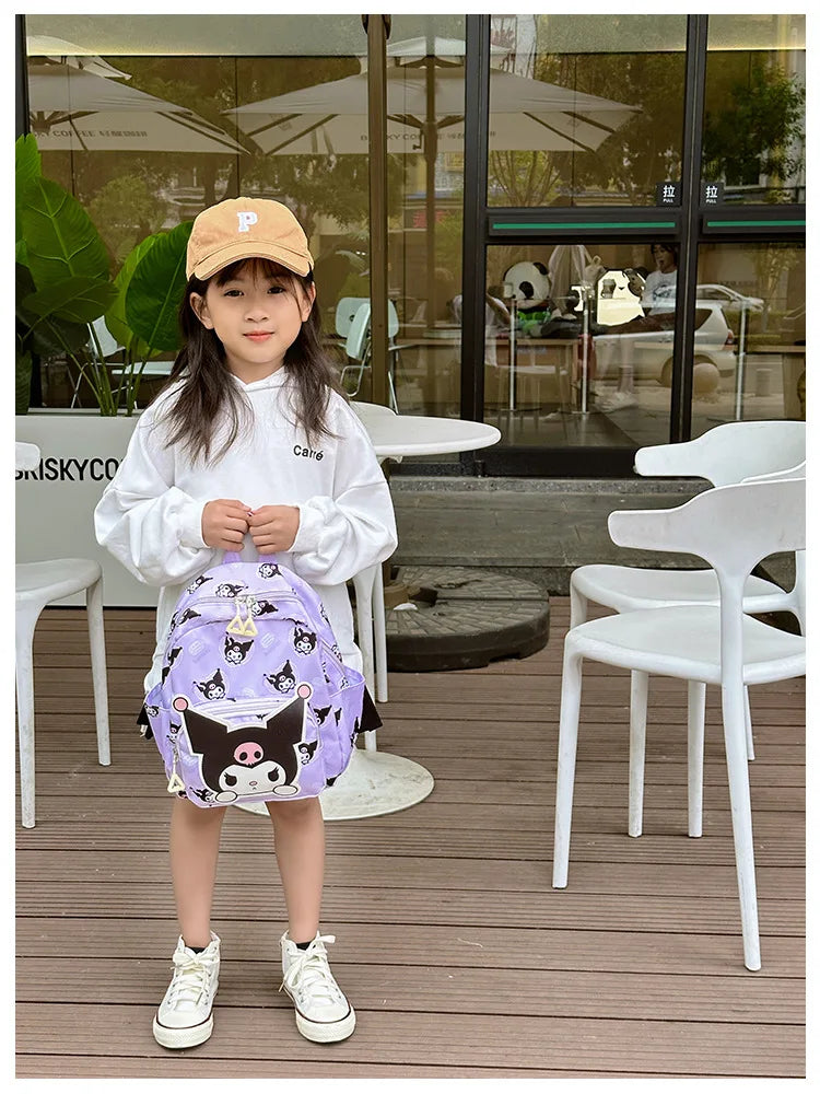 Anime Cartoon Kuromi Melody Cinnamoroll Backpack Boys Girls Cartoon Hello Kitty Kawaii Canvas Fashion Children's Schoolbag