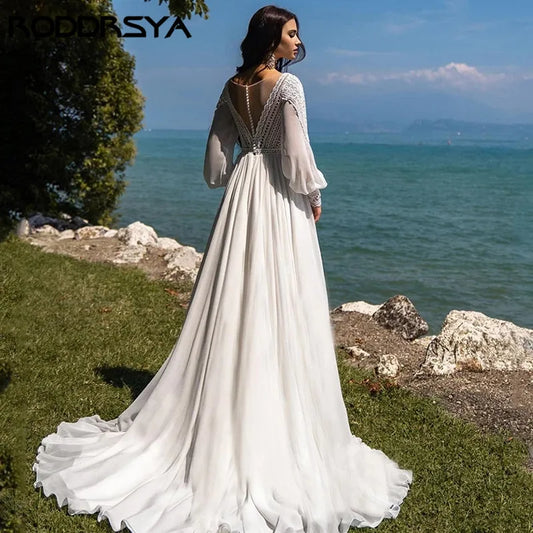White Bridesmaid Dresses: Wedding Dresses For Women Chiffon Puffy Sleeve