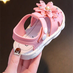 Sandals Kids Sweet Princess Fashion Covered Toes Soft Non-slip Pink Flower