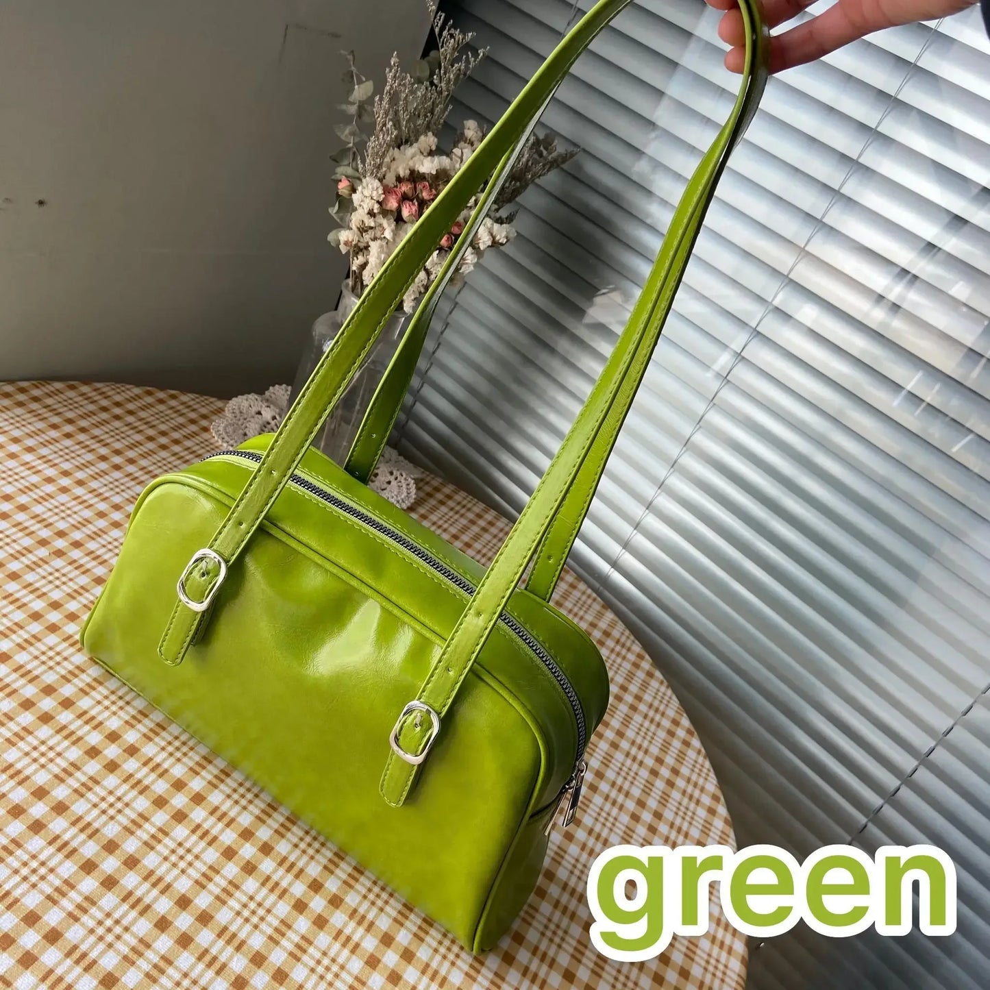 Fashion Women Green Big Shoulder Bags PU Leather Female Purse Handbags