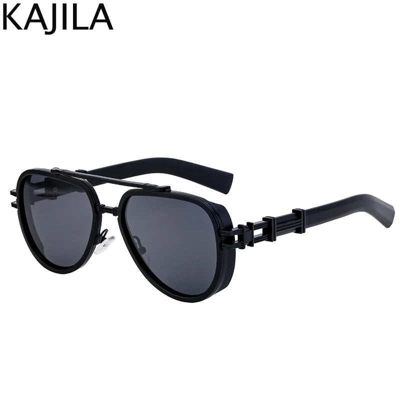 Sunglasses Men Brand Oval Metal Frame Steampunk Sunglasses
