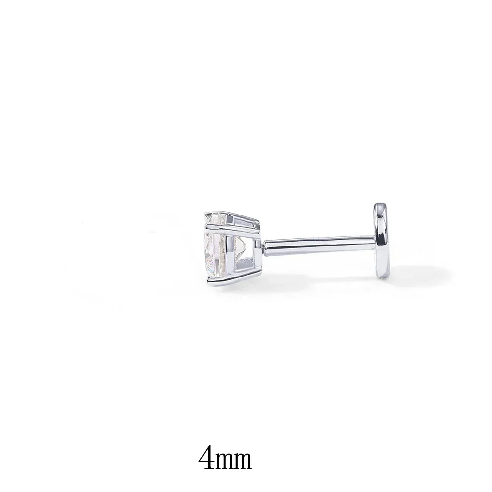 LENNIK 1Piece 925 Sterling Silver Labret Lip Ring Zircon Ear Studs Earrings For Women 2/3/4mm Tragus Cartilage Piercing Jewelry