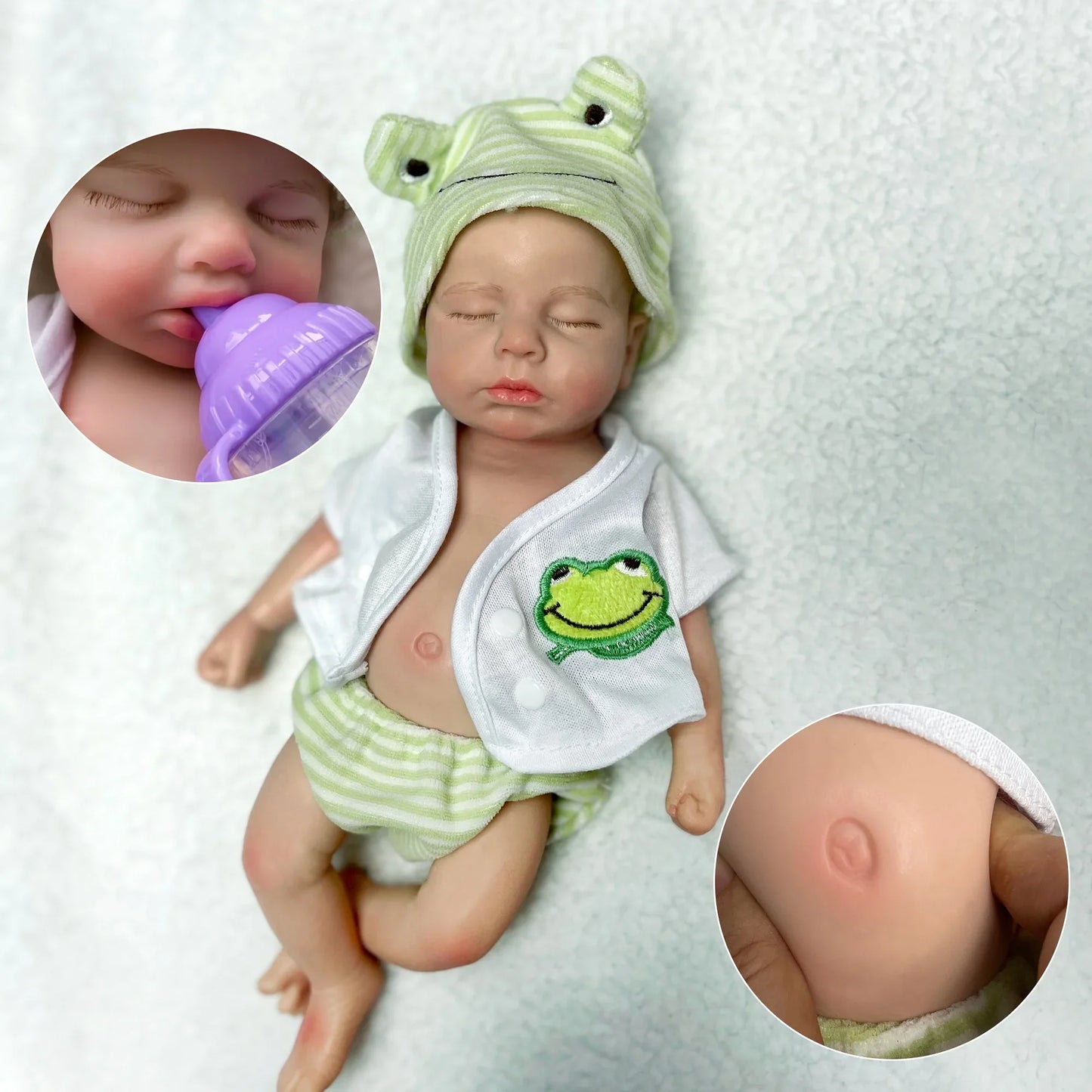 33cm Can Open Mouth Solid Silicone LouLou Bebe Reborn Girl and Boy Lifelike Reborn Dolls Muñecas Reborn Toy Corpo De Silicone