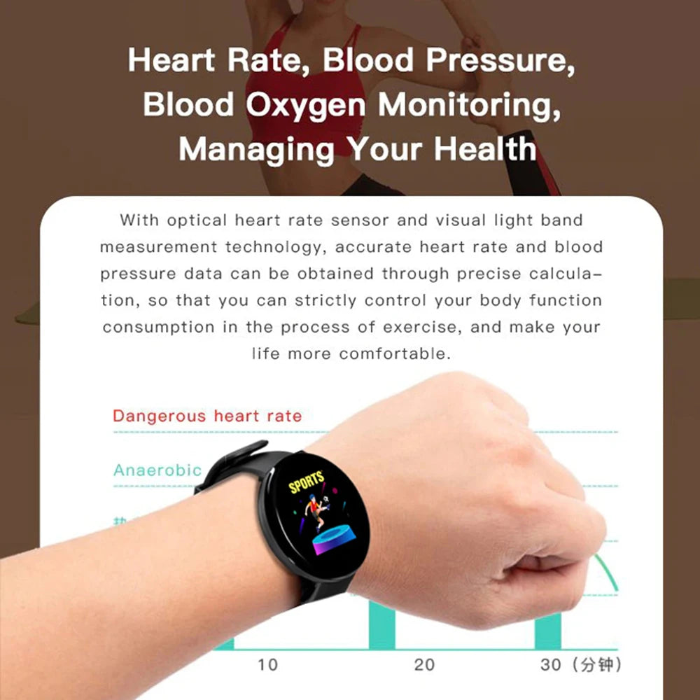 Smart Watch Men Women Smart Bracelet LED D18 Smartwatch Waterproof Smart Touch