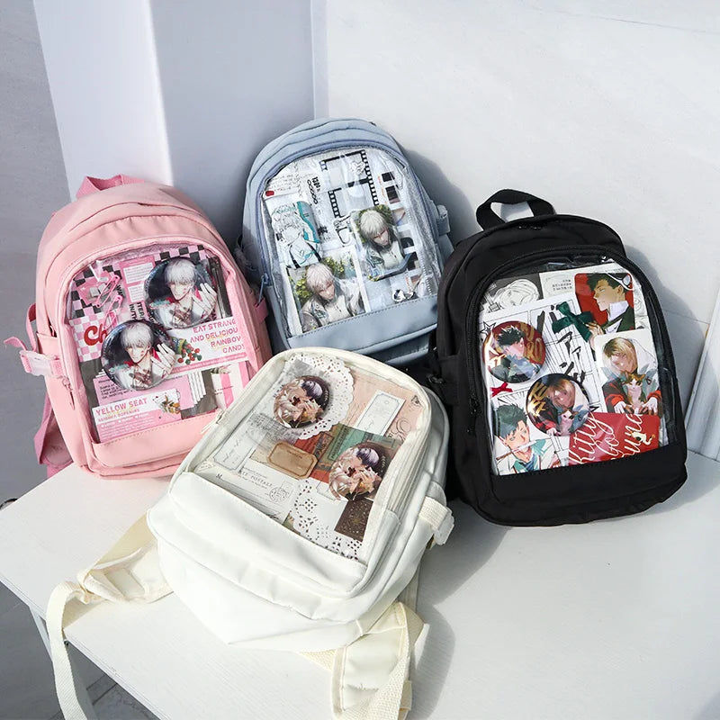 Y2K Cute Mini Backpack Women Kawaii Ita Bag Sweet Girl Transparent Rucksack DIY Personality Display Knapsack Lolita Shoulder Bag