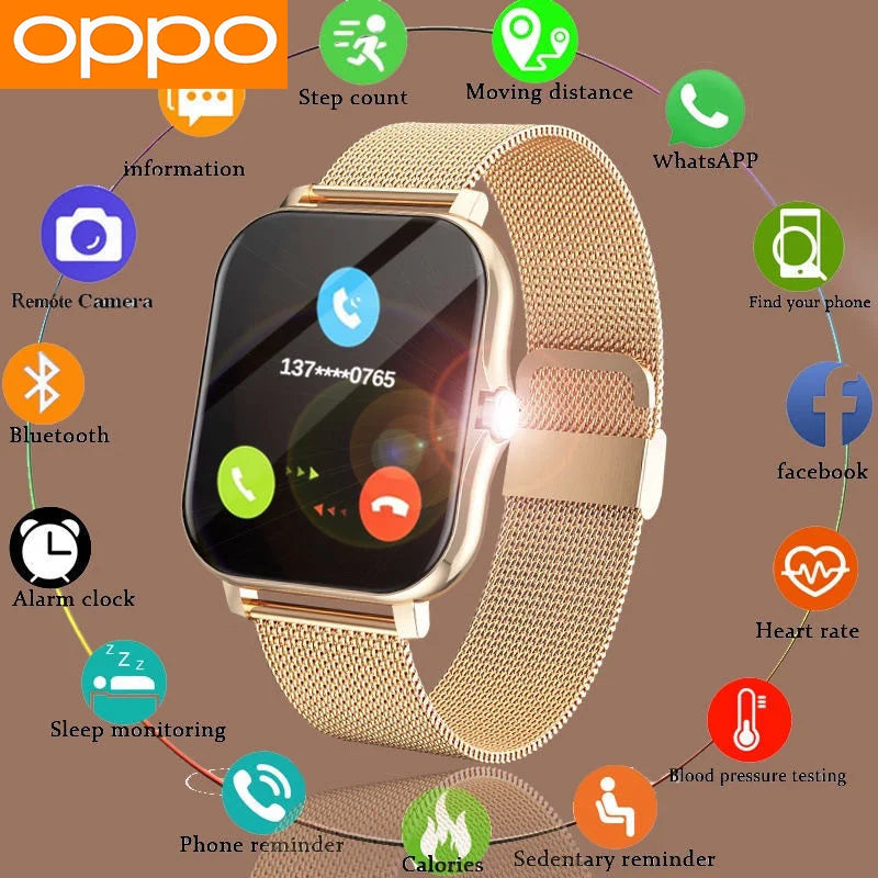 OPPO Hot Selling New Smart Watch For Men Women Newest Sport SmartWatch Faces Bluetooth Call Sports Fitness Phones Android iOS