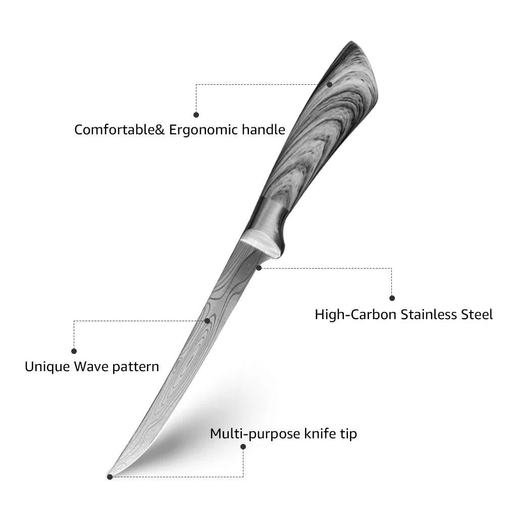 Fish Fillet Knife 6"-7" Professional Boning Stainless Steel Knife  Chef Cutter Knife