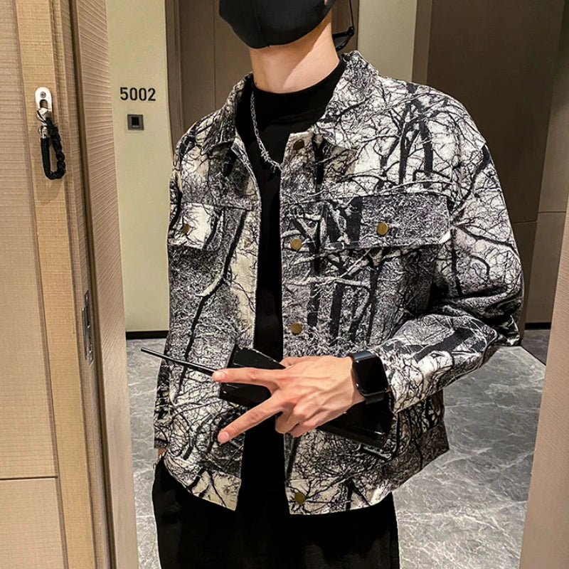 Autumn Denim Jacket Men Casua Social Streetwear Outwear Fashion Loose Streetwear Social Coat