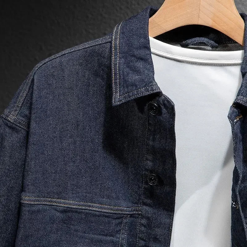 Male Jean Coats Cargo Biker Men's Denim Jacket Motorcycle Autumn Washed Fashion