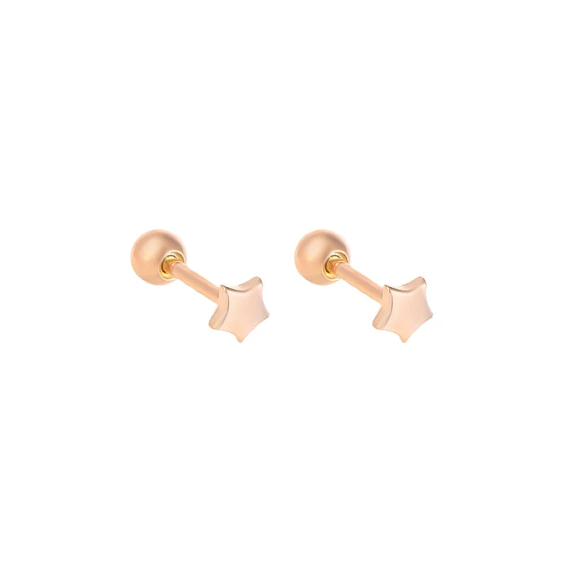 WANTME 925 Sterling Silver Fashion Simple Golden Flower Beads Small Stud Earrings for Women Teen Piercing Jewelry Accessories