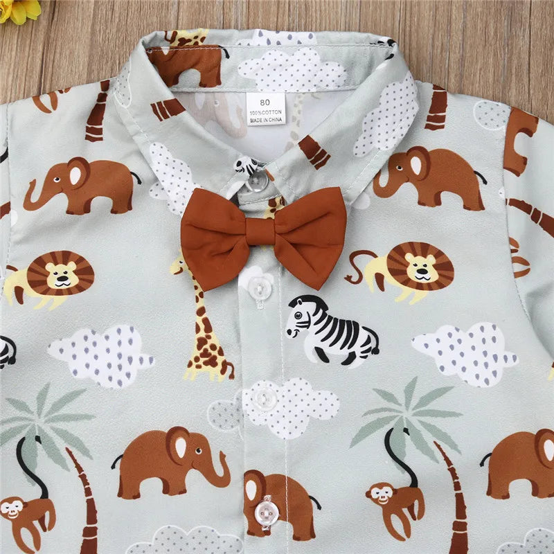 1-5years Kids Boys Printing Clothes Set Casual Short Sleeve T-Shirt + Short Pants Suit For Boys Summer Casual Outfits