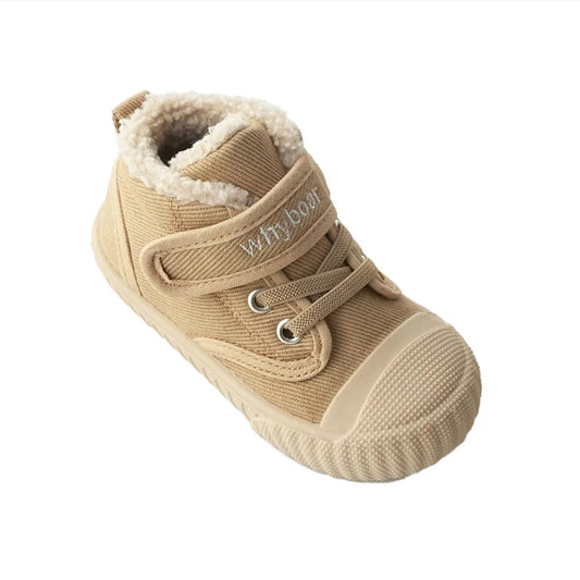 Children Cashmere Board Sneakers Kids Warm Wool Inside Cotton Shoes For Boys Girls Winter Baby Warm Soft Twill Sneakers