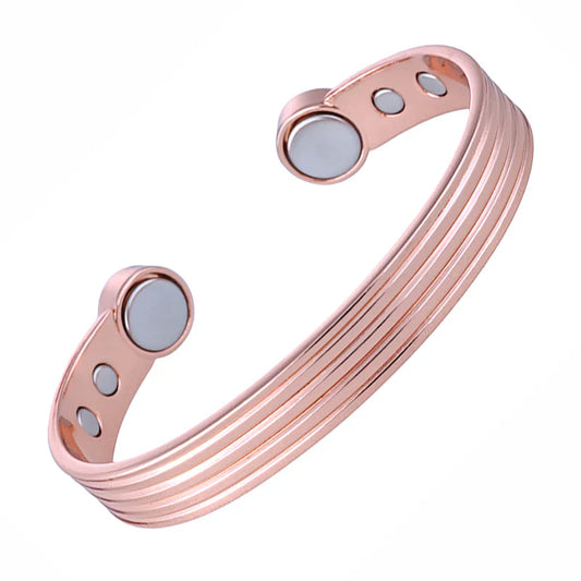 Pure Copper Bracelets for Men Women Rose Gold Color Adjustable Cuff Bangles Arthritis Health Big Magnets Jewelry