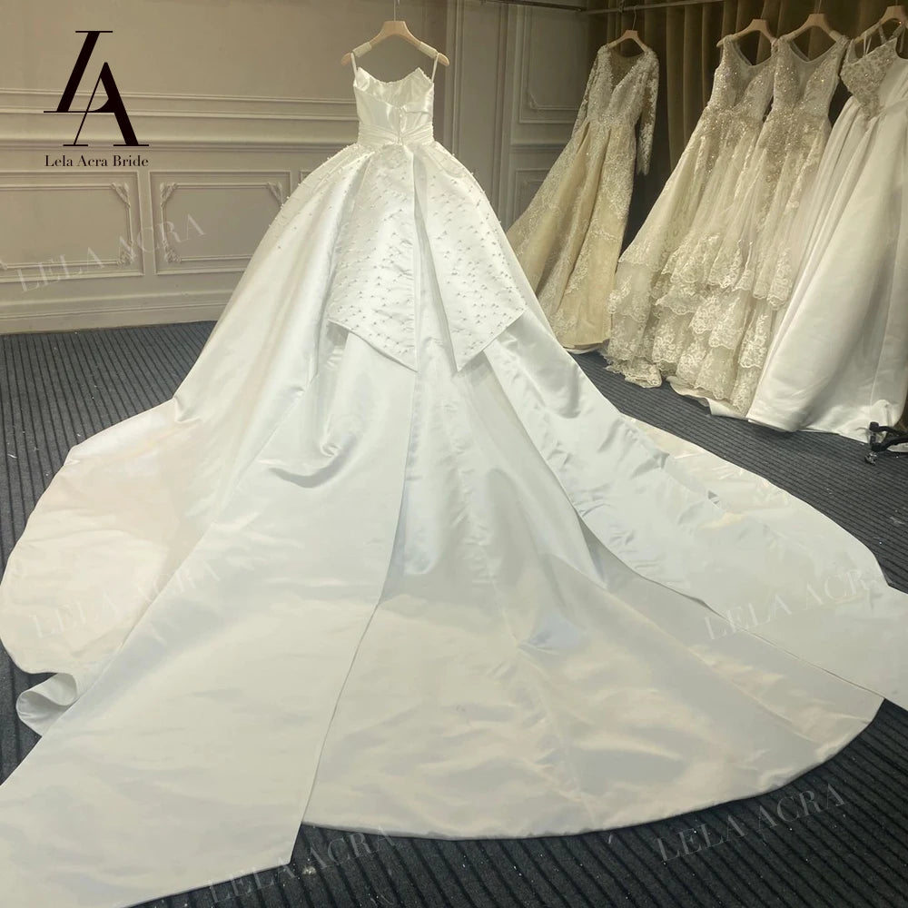 White Bridesmaid Dresses: Wedding Dresses for women Sleeveless Court Train Princess