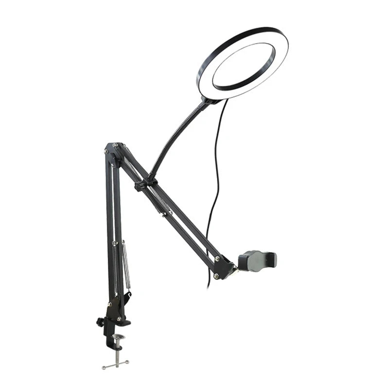 Overhead Tripod for Phone with Ring Light Desktop Cellphone Bracket for Video