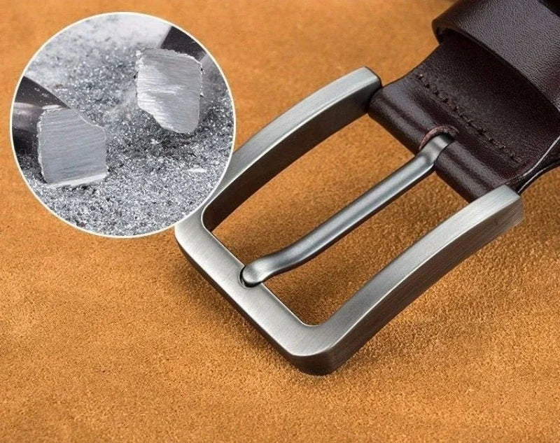 Men's Vintage Casual Belt Black Pin Buckle Student Versatile Leather Wide Belt