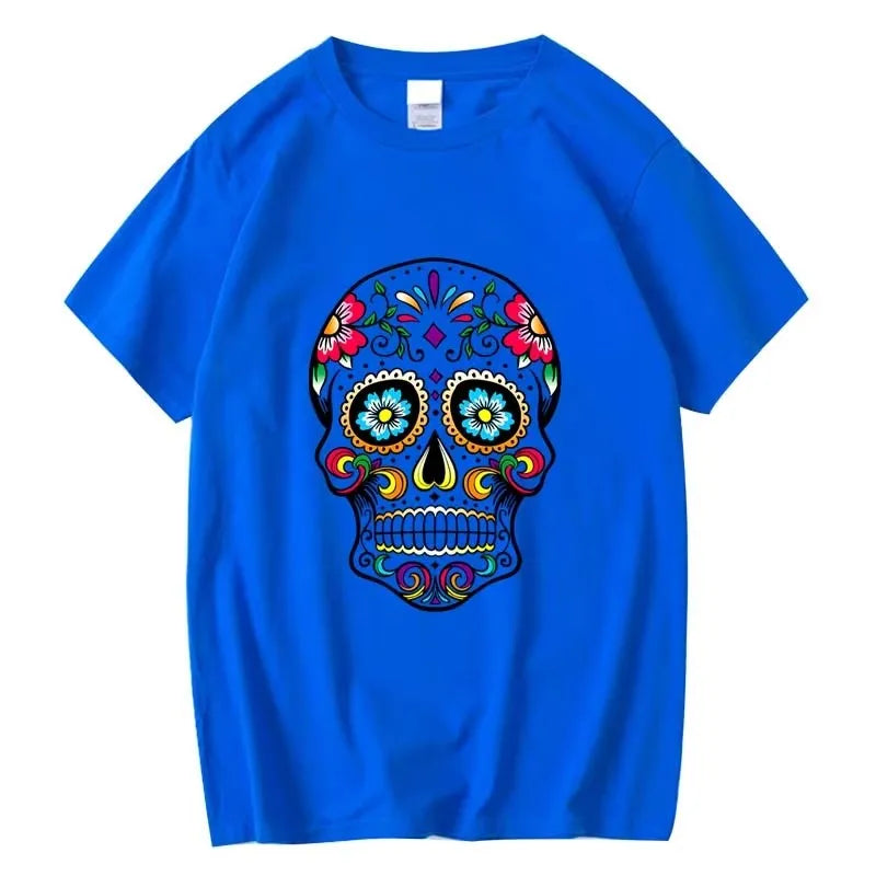 Men's T-shirt High Quality 100% Cotton Street Style Loose Cool Skull Printed Summer Men t shirt Casual Short Sleeve For Men