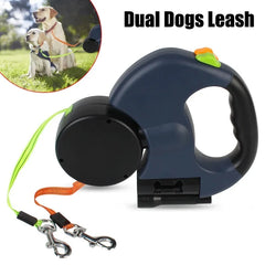 Double dog Leash Light retractable roulette double end leash Portable rotating pet leash