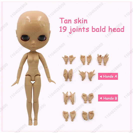 ICY DBS Blyth Doll 19 Joints 30cm 1/6 Scale BJD Body Bald Head No Wig Unpainted DIY Makeup Practice Costume Doll for Collectors