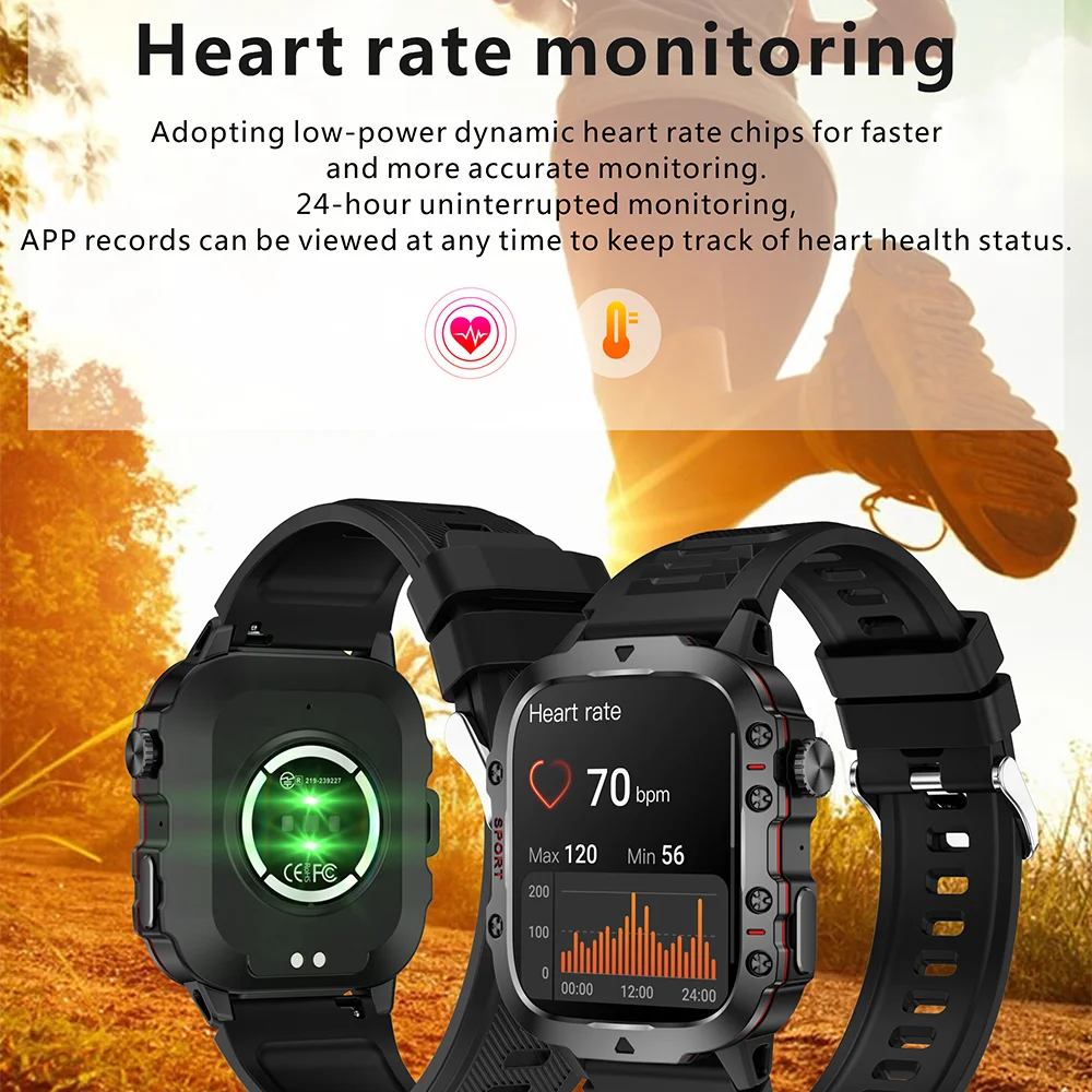 Military Men Smart Watch Bluetooth Call Fitness Clock Heart Monitor 3ATM Swim Waterproof Sport Smartwatch for IOS Android 2025