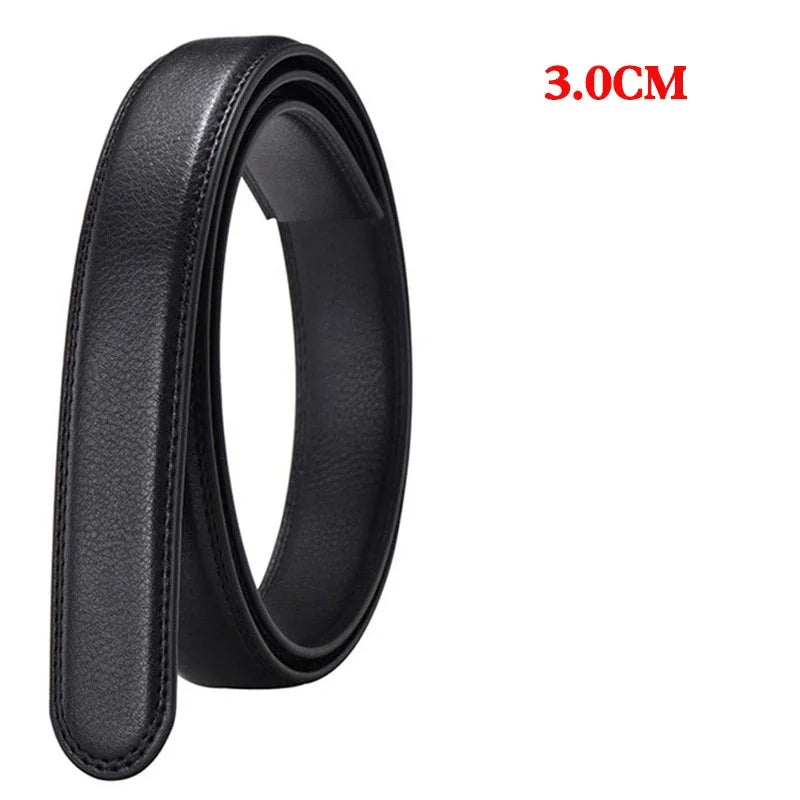 Men Women 2.4 2.8 3.0 3.5 cm Wide Belt No Buckle for Automatic Buckle High Quality PU Leather Belts Body Straps without Buckle