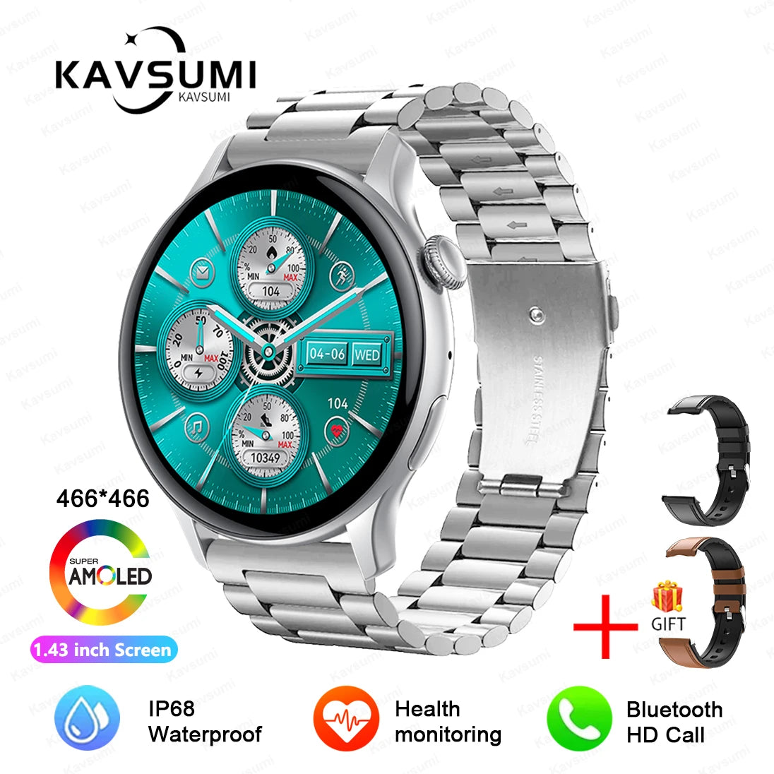 2025 NFC Smart Watch Amoled HD GPS Track Sports Heart Rate Bluetooth Call Waterproof Ladies Women Smartwatch For Women's Gift