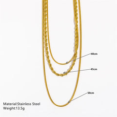 French Retro Three-Layer Stacking Snake Bone Twist Chain Necklace Stainless Steel